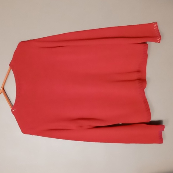 Tribeca Red Full Bone Button Sweater w Dogs Size L *Flaw - Picture 2 of 6